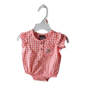 Carhartt Baby Short Sleeve Plaid Red White Bodysuit Size 3M